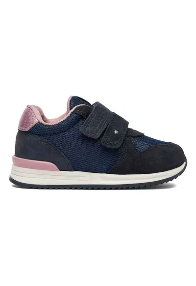 Pantofi sport copii - piele naturala - albastru/roz - velcro