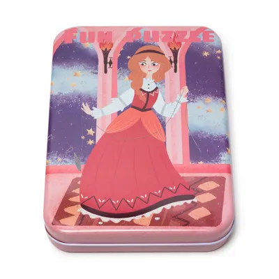 Puzzle din Lemn cu Printese in Cutie Metalica Montessori - Nurio