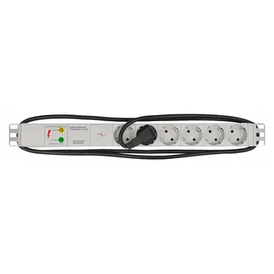 PDU 19, 6xSchuko+prot.suprat+filtru f, ALU 1U, c 2m,RAL7035