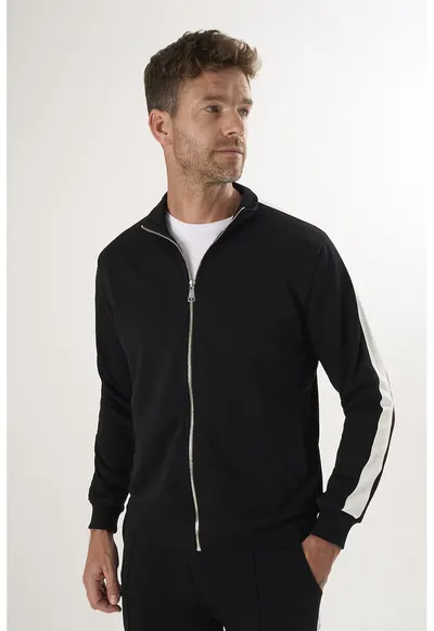 Bluza de trening din bumbac cu fermoar - Negru