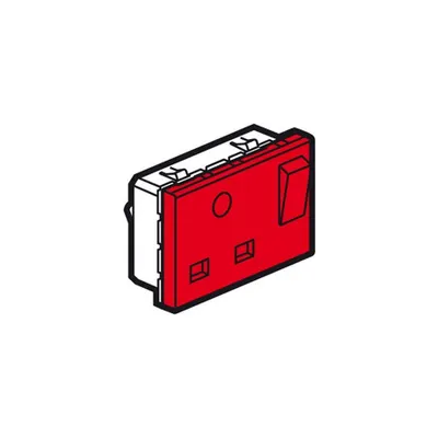 priza Arteor - BS - 13 A - 2P+E switched - 3 module - rosu