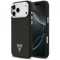 Husa MagSafe pentru Apple iPhone 17 Pro Max, Guess, Grained Triangle Logo, Neagra