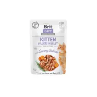 BRIT Care Fillets in Jelly Kitten, Somon, plic hrană umedă fără cereale pisici junior, (în aspic), 85g