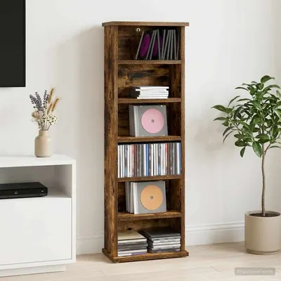 vidaXL Dulap pentru CD-uri Stejar fumuriu 60 x 17 x 92 cm