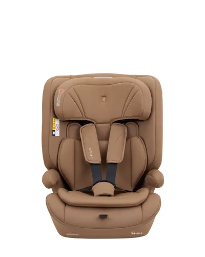 Scaun auto copii Kikkaboo i-Flow i-SIZE Mocha 76-150 cm,spatar reglabil in 2 pozitii,tetiera reglabila 12 pozitii,salteluta reductor inclusa,centuri de siguranta cu protectii moi,certificat R129