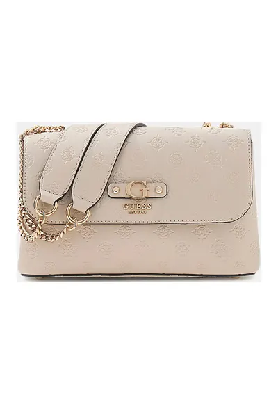 Geanta crossbody din piele ecologica cu monograma Dita - Maro nisip
