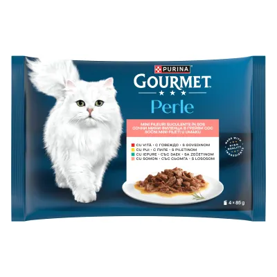 GOURMET PERLE Multipack, Vita, Pui, Iepure & Somon, 4x85 g