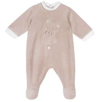 Salopeta bebelusi Chicco din velur, Bej cu model, 00370-69MFCI
