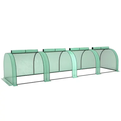 Outsunny Seră Portabilă Tip Tunel 4x1x0.8 m cu 4 Uși cu Fermoar, Acoperire PVC Rezistentă la Apă/UV | Aosom Romania