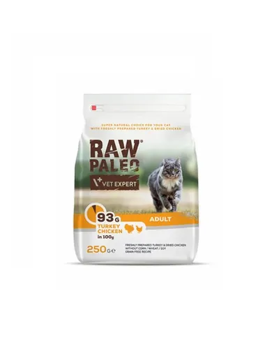VETEXPERT Raw Paleo Adult Cat Turkey&Chicken Hrana pisici adulte, cu pui si curcan 250 g
