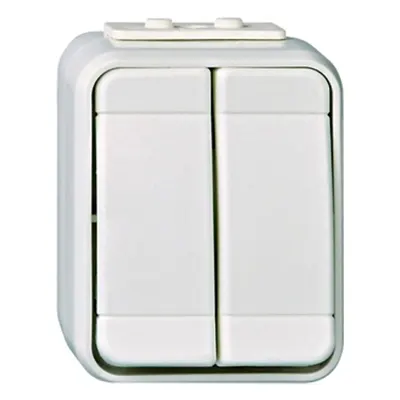Buton dublu cu revenire IP44, alb