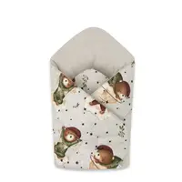 Paturica de infasat, MimiNu, Cu doua fete, Cu multiple utilizari, Cu inchidere arici velcro, Dimensiune 75x75 cm, Din bumbac certificat Oeko Tex Standard 100, Teddy Bear On Moon