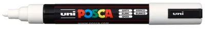 Marker permanent Uniball Posca pe baza de apa – Alb, 1.8 mm