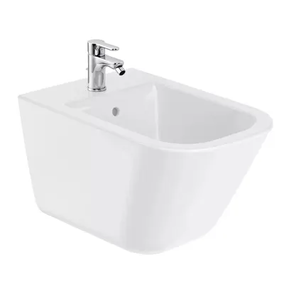 Bideu Roca The Gap Square A357476000, suspendat, cu orificiu pentru baterie standard, Alb