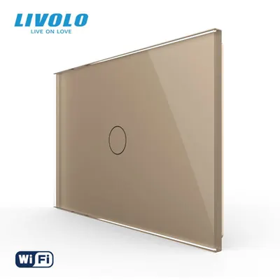 Intrerupator simplu, standard italian, conexiune WiFi, cu panou sticla, 3M Auriu