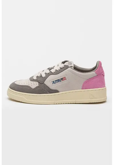 Pantofi sport wedge cu strat exterior de piele intoarsa Medalist - Roz pastel/Crem/Bej deschis