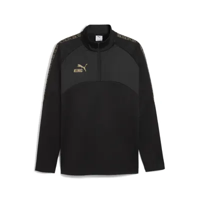 Geacă fotbal bărbați fleece, fermoar scurt King, negru PUMA