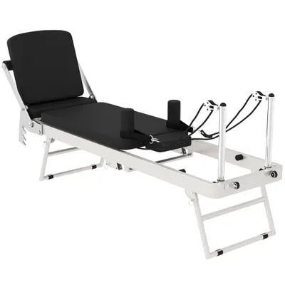 SPORTNOW Reformer Pilates Pliabil pentru Acasă cu 2 Benzi Elastice, Bară Reglabilă și Înălțime a Scripetelui, Trainer Multifuncțional pentru Antrenament Complet | Aosom Romania