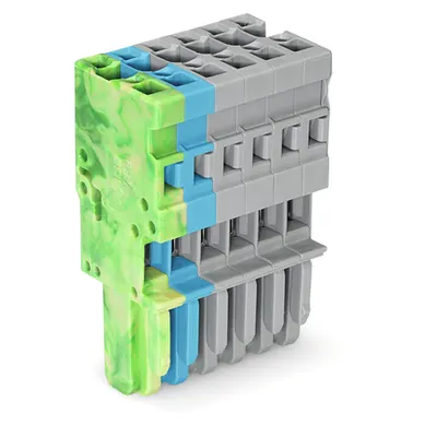 1-conductor female plug; 4 mm²; 6-pole; 4,00 mm²; green-yellow, blue, gray