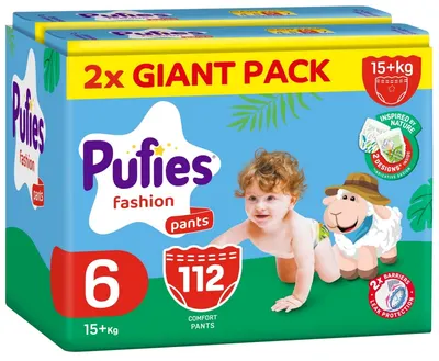 Scutece chiloței Pufies Fashion - Mărimea 6, 112 bucăți, 15+ kg, Giant Pack