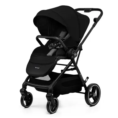 Carucior pentru copii 3 in 1 Kinderkraft Yoxi Pure Black 0-22 kg, cadru din aluminiu, accesorii incluse