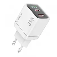 Incarcator Retea Techsuit CH3 LEDChargX Display, 35W, 3A, 1 x USB-A - 1 x USB-C, Alb