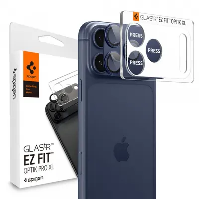 Folie de protectie Camera Spate Spigen GlastR EZ FIT Optik Pro XL pentru Apple iPhone 17 Pro Max, Sticla Securizata, Albastra AGL10651