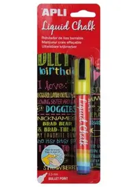 Marker cretă lichida APLI - Varf rotund, 8 gr., Galben