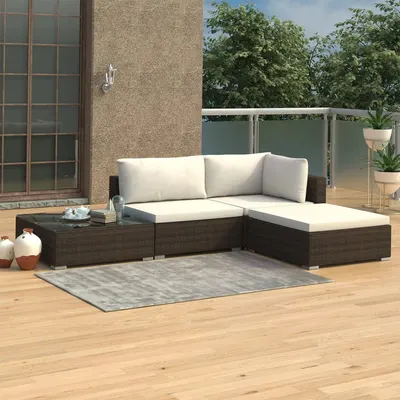 Gossi set mobilier de gradina cu perne, 4 piese, maro, poliratan
