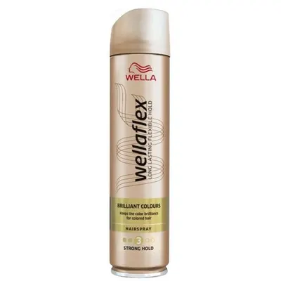 Fixativ pentru par Wellaflex Brilliant Colors cu fixare puternica, Fixare: 3/5, 250 ml Engros