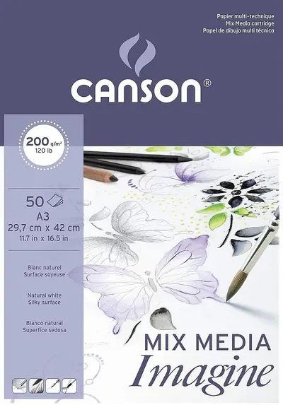 Sketchbook Canson Mix Media - Imagine, A3, 50 foi