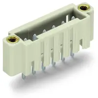 THT male header; 1.0 x 1.0 mm solder pin; straight; 100% protected against mismating; Threaded flange; Pin spacing 3.5 mm; 9-pole; light gray