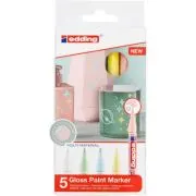 Marker cu vopsea Edding 751, corp metalic, varf rotund, 1-2 mm, set 5 culori pastel