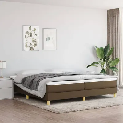 vidaXL Cadru de pat cu arcuri, maro închis, 200x200 cm, textil