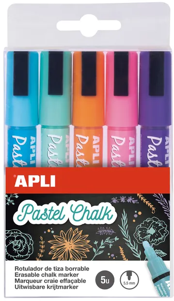 Set creta lichida APLI - 5 5 culori pastelate
