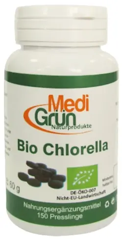 Chlorella organică, 400 mg, 150 tablete, Medi Gruen