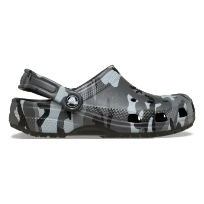 Saboti Crocs Classic Camouflage Clog K Negru - Black/Slate Grey