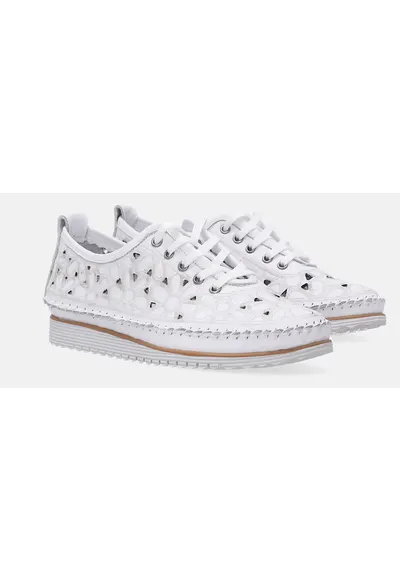 Pantofi sport din piele cu perforatii fi brodierie florala