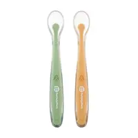 Set 2 lingurite PetiteMars TakeMatch VerdeGalben, adecvate pentru masina de spalat vase, fara BPA, 6 luni+, cutie pentru depozitare