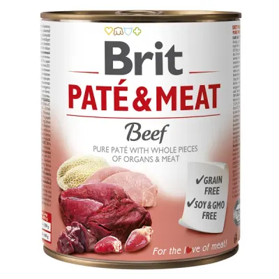 Hrana umeda pentru caini Brit Pate & Meat, Vita, 800g 800g