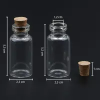 Sticluță transparentă reutilizabilă cu dop de plută - 10ml