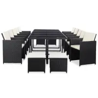 Gossi set mobilier de exterior cu perne, 15 piese, negru, poliratan