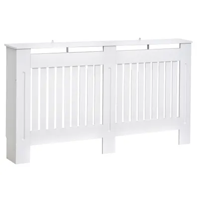 HOMCOM Husă pentru Calorifer din Lamele MDF, 152x19x81 cm, Alb | Aosom Romania