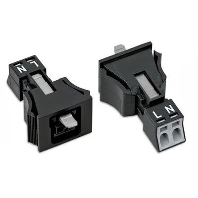 Snap-in socket; 2-pole; Cod. A; 1,50 mm²; black