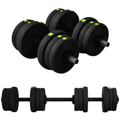 SPORTNOW Set Greutăți 2 în 1 cu Gantere Convertibile în Halteră și Reglabile, 105x20x20 cm, Negru | Aosom Romania