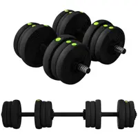 SPORTNOW Set Greutăți 2 în 1 cu Gantere Convertibile în Halteră și Reglabile, 105x20x20 cm, Negru | Aosom Romania