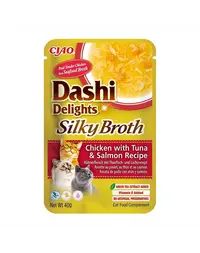 INABA Cat Dashi Delights Silky Broth supa de pui, ton si somon 40g pentru pisica