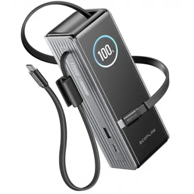 Baterie Externa EcoFlow Rapid, 25000mAh, 170W, QC + PD, 1 x USB-A - 3 x USB-C, Gri