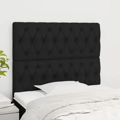 vidaXL Tăblie de pat neagră 90x7x118/128 cm, material textil