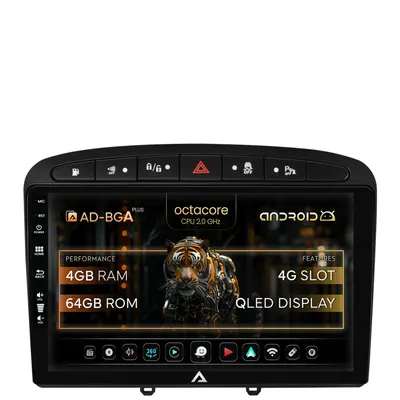 Navigatie Peugeot 308 408 (2008-2013), Android, A-Octacore 4GB RAM + 64GB ROM, 9 Inch - AD-BGA9004+AD-BGRKIT265